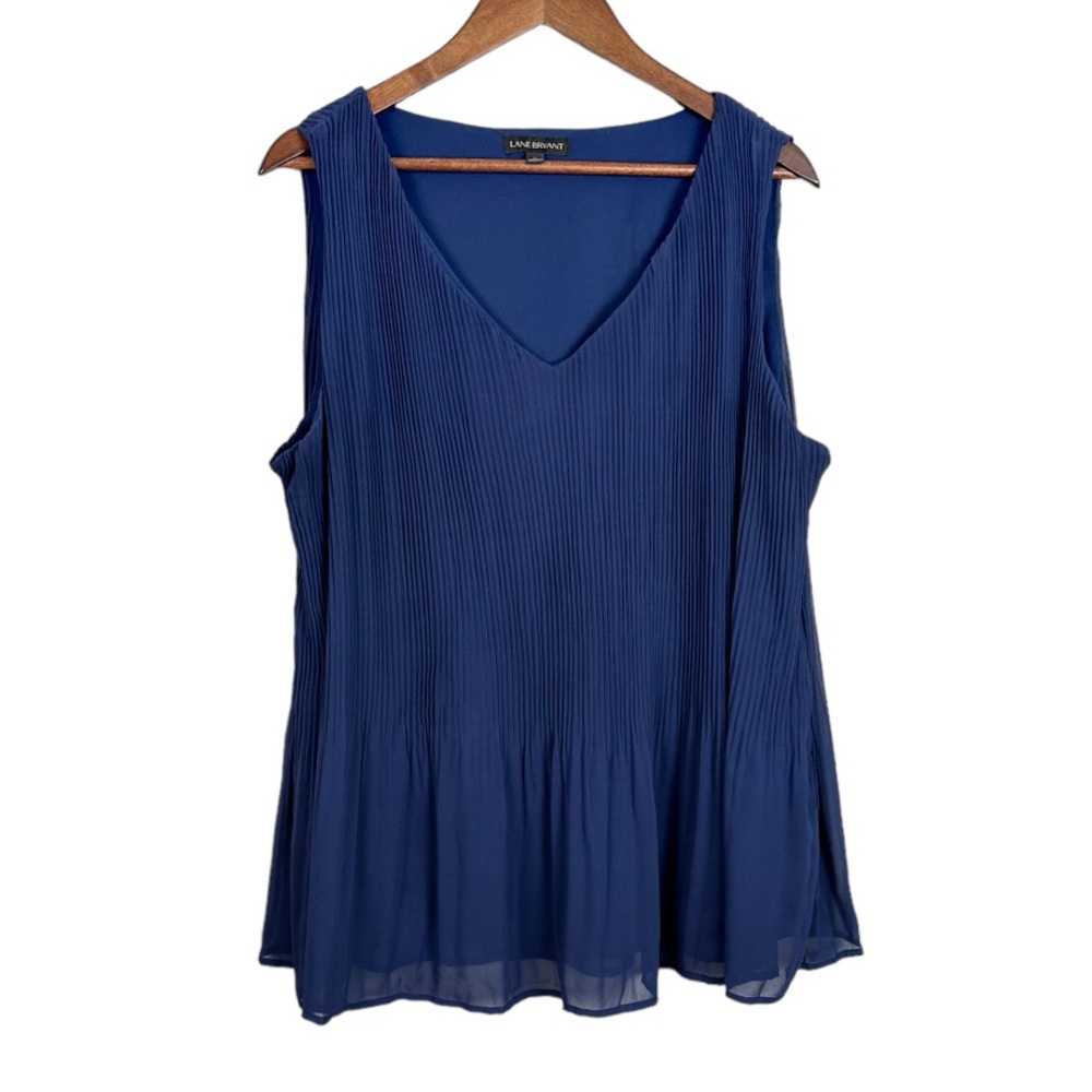 Lane Bryant Womens Tank Top Fancy Crepe Navy Blue Size 16
